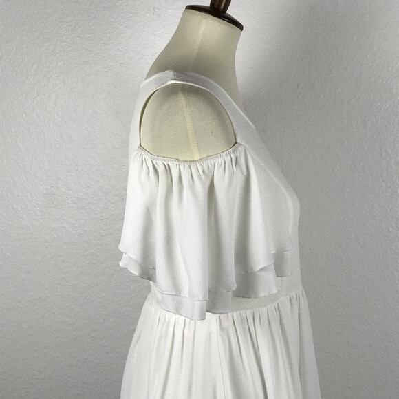 Zara Cold Shoulder Tiered Pleated Fit Flare Dress - Picture 8 of 12